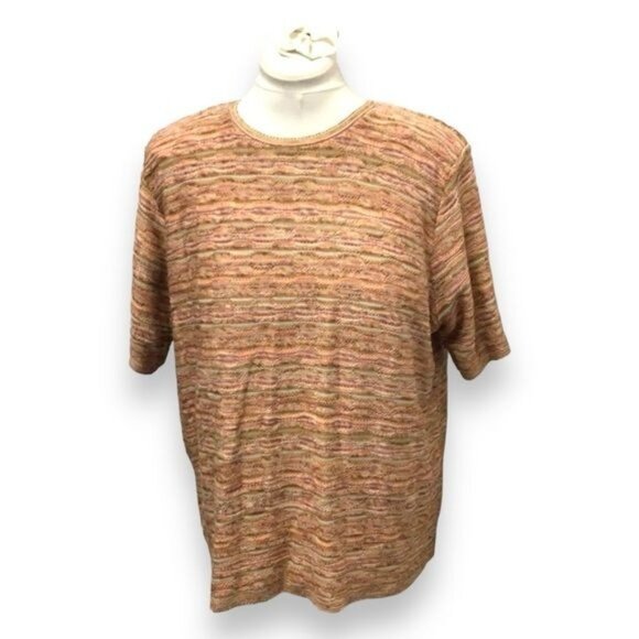Alfred Dunner Vintage Women’s Short Sleeve Crew Neck Sweater, Orange, sz 2X - Picture 1 of 6